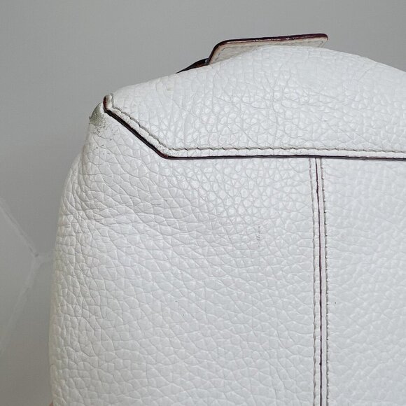 SOLD y2k Vintage Kate Spade White Pebbled Leather Baguette Bag Mini Duffle - Picture 12 of 14